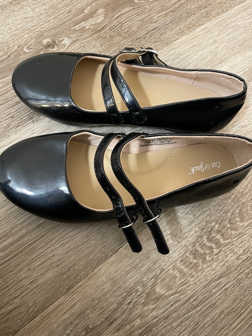 Cat & Jack Black Patent Double-Strap Mary Jane Flats